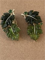 Vintage Earrings set w/Green Stones -Signed Lisner