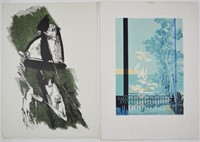 2 MODERN LITHOGRAPHS / WOODCUTS SIGNED