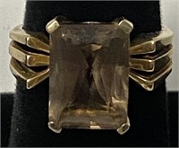 10k Gold And Smoky Topaz Ring 8 3/4