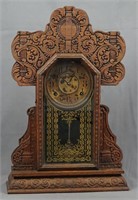 Antique Carved Oak Gingerbread Kitchen Clock