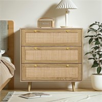 Anmytek 3 Drawer Dresser, Rustic Oak