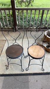 Pair of antique ice cream, parlor, chairs,