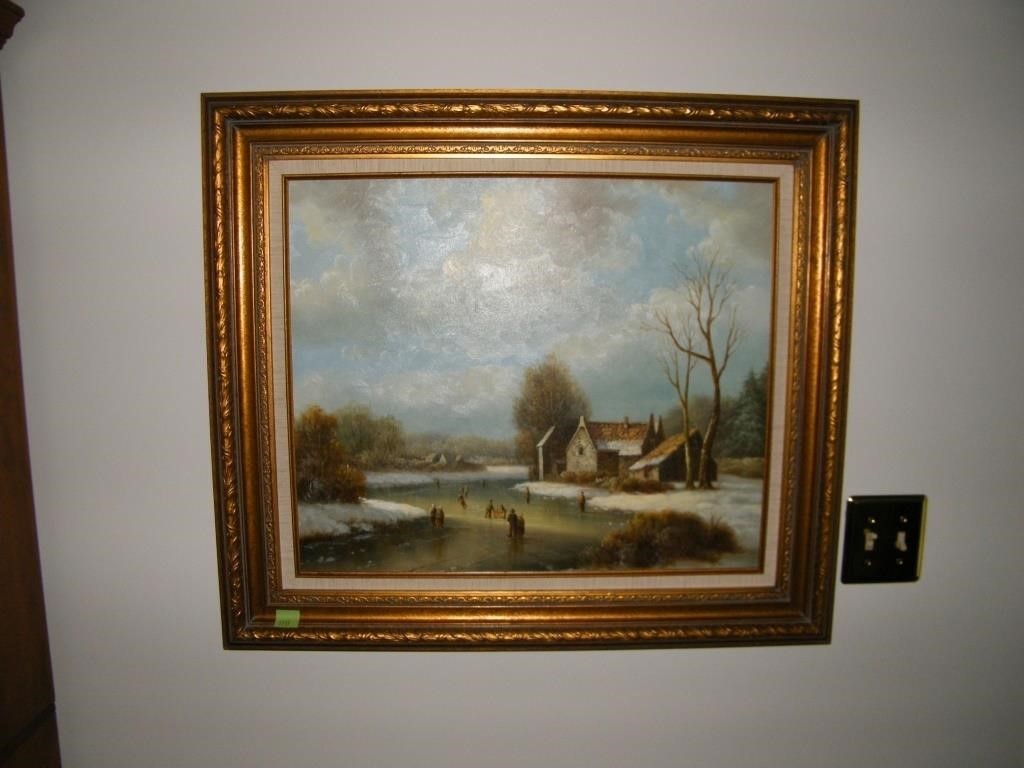 FRAMED OIL ON CANVAS WINTER SCAPE BY L.STEPANO
