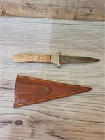 Homemade damascus dagger knife with sheath