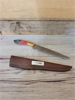 Homemade damascus fillet knife with sheath