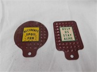 2 Vintage metal bicycle safety reflector license