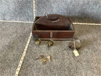 Wooden Caddy, Old Lamps, and Keys Bundle