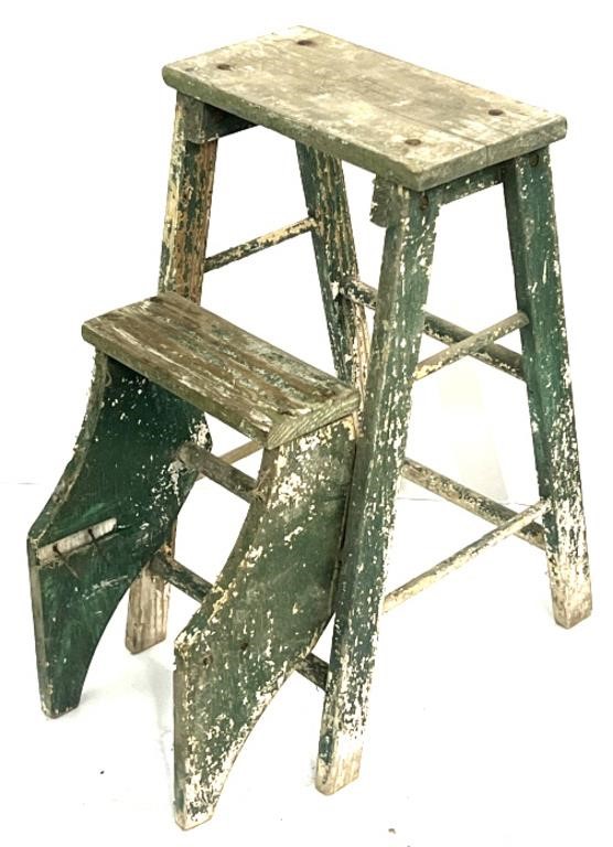 Vintage Wooden Folding Step Stool Ladder