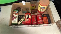 Antique metal containers, small box whole lot