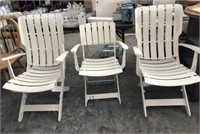 3-White Weather Resistant Plastic Patio Chairs