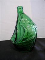 vintage green glass French Boat Decanter