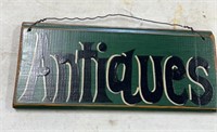 Antiques wooden sign