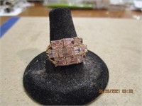 Marked 14KGP Ring w/ Multicolred Clear Stones