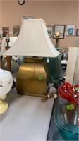 BRASS TABLE LAMP W/ SHADE