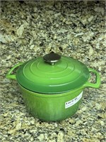 Cook's Tools green cast iron pot with green lacque