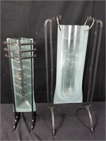 Pair of glass vases with stands