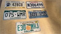 5pc Metal State Auto License Plates assortment A