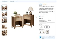 E9256  Surmoby Rattan Nightstand Set, Drawer & She