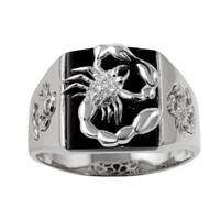Sterling Silver-Scorpion Crystal Men's Ring