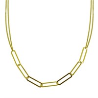 Sterling Silver-Gold Plated Fancy Link Necklace