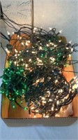 Group of green and white Christmas lights work