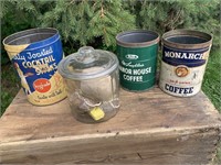 LA PALINA GLASS HUMIDOR &  BAKING/COFFEE CANS