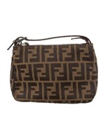 Fendi Brown Canvas Zucca Ff Logo Top Handle Bag
