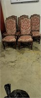 Set of 8 Mahogany and cloth dining chairs