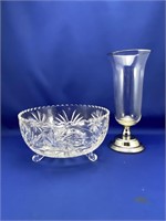 Footed Glass Bowl & Vase