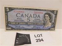 1954 CANADA 5 DOLLAR NOTE