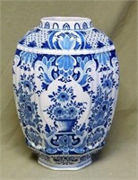 Large Boch Freres Keramis Blue Delft Vase.