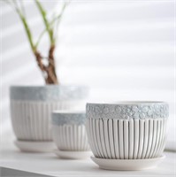 Ton Sin Grey Flower Pots,Texture Planter for Indoo
