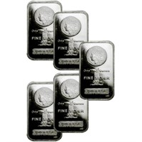 (5) Morgan Design Silver Bars - 1 oz. Each