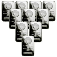 (10) 1 oz Silver Bars - Morgan Design