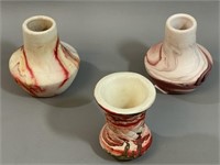 Lot: 3 Red Nemadji US Pottery Vases