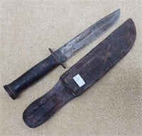 Antique Western Hunting Knife w/ Leather Sheath