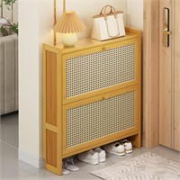Freestanding Bamboo Shoe Cabinet with 2/3 Flip Dr