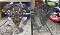 2 - 8" Fan Metal Vases