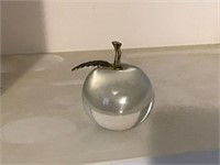 GLASS APPLE PAPERWEIGHT - VERY NICE