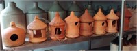 8 Redware Pottery Birdhouses