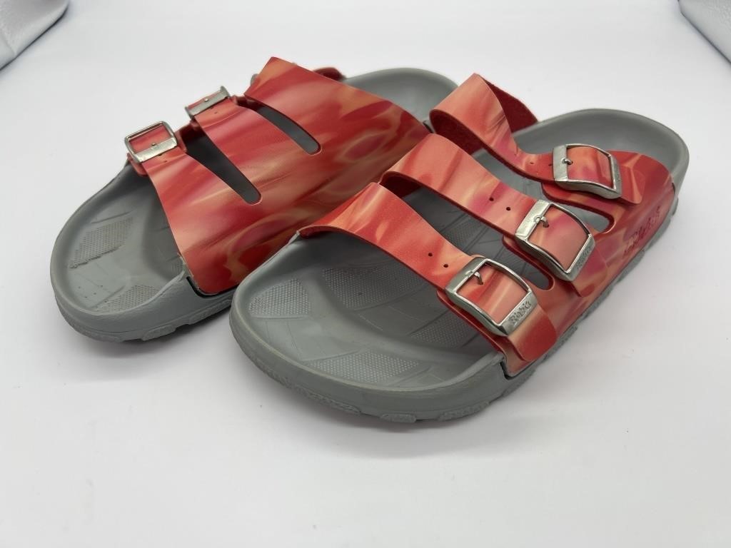 Birkenstock’s 3 Buckle Red-ish Sandals Sz. 38