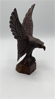 8" Carved Wood Eagle Statue Glass Eyes