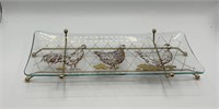 14" MId Century Rooster Glass Serving Tray
