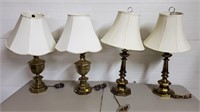 2 Pairs of Brass Table Lamps