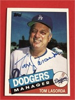 1985 Topps Tom Lasorda Signed Card Dodgers