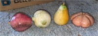 (4) Vtg Natural Stone Carved Fruit: Apple,