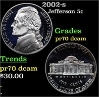 Proof 2002-s Jefferson Nickel 5c Grades GEM++ Proo