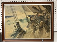 Framed Print, Rounding The Windward By J.sessions
