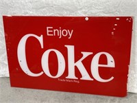 Plastic " Enjoy Coke “ Sign, 23x35 "