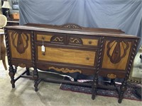 Carved Wooden sideboard with two drawers and